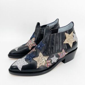 Chiara Ferragni Ankle Boot Star Patches Black Leather 35
